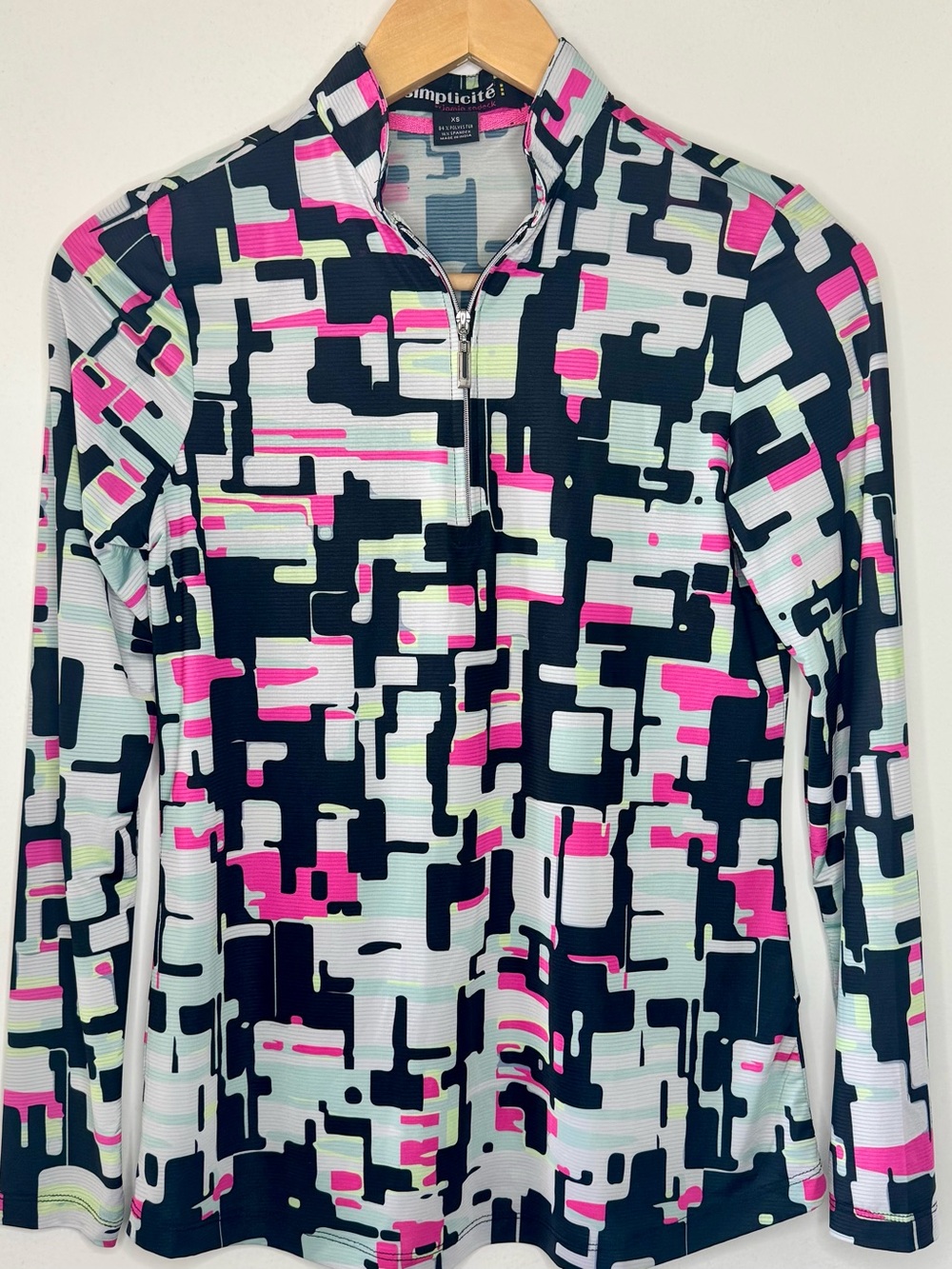 Simplicite By Jamie Sadock Bold Graphics 1/4 Zip Active Top Womens X Small Golf